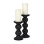 Mercana Wanda Matte Black Wood Pillar Candle Holders (Set of 2)