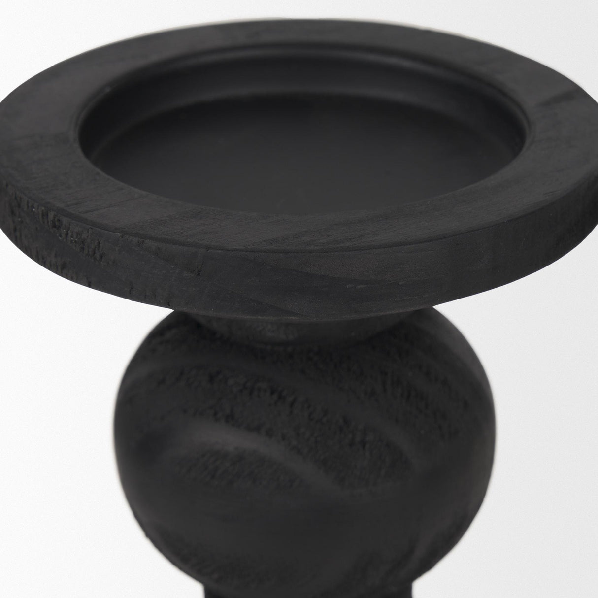 Mercana Wanda Matte Black Wood Pillar Candle Holders (Set of 2)