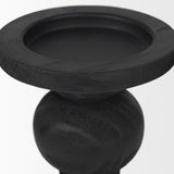 Mercana Wanda Matte Black Wood Pillar Candle Holders (Set of 2)