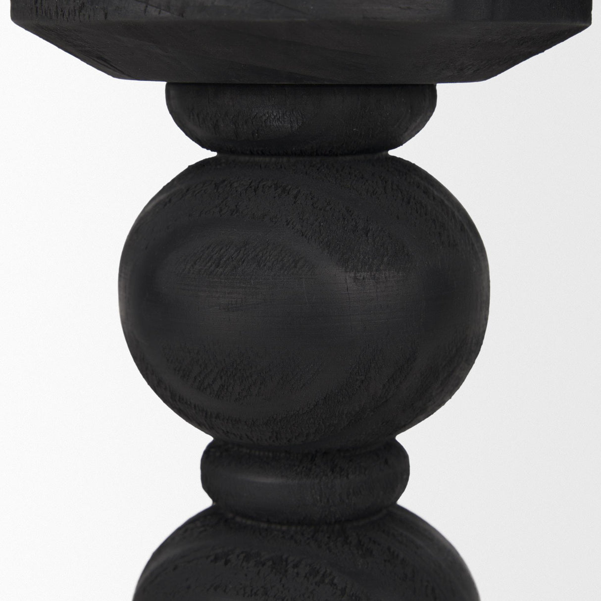 Mercana Wanda Matte Black Wood Pillar Candle Holders (Set of 2)