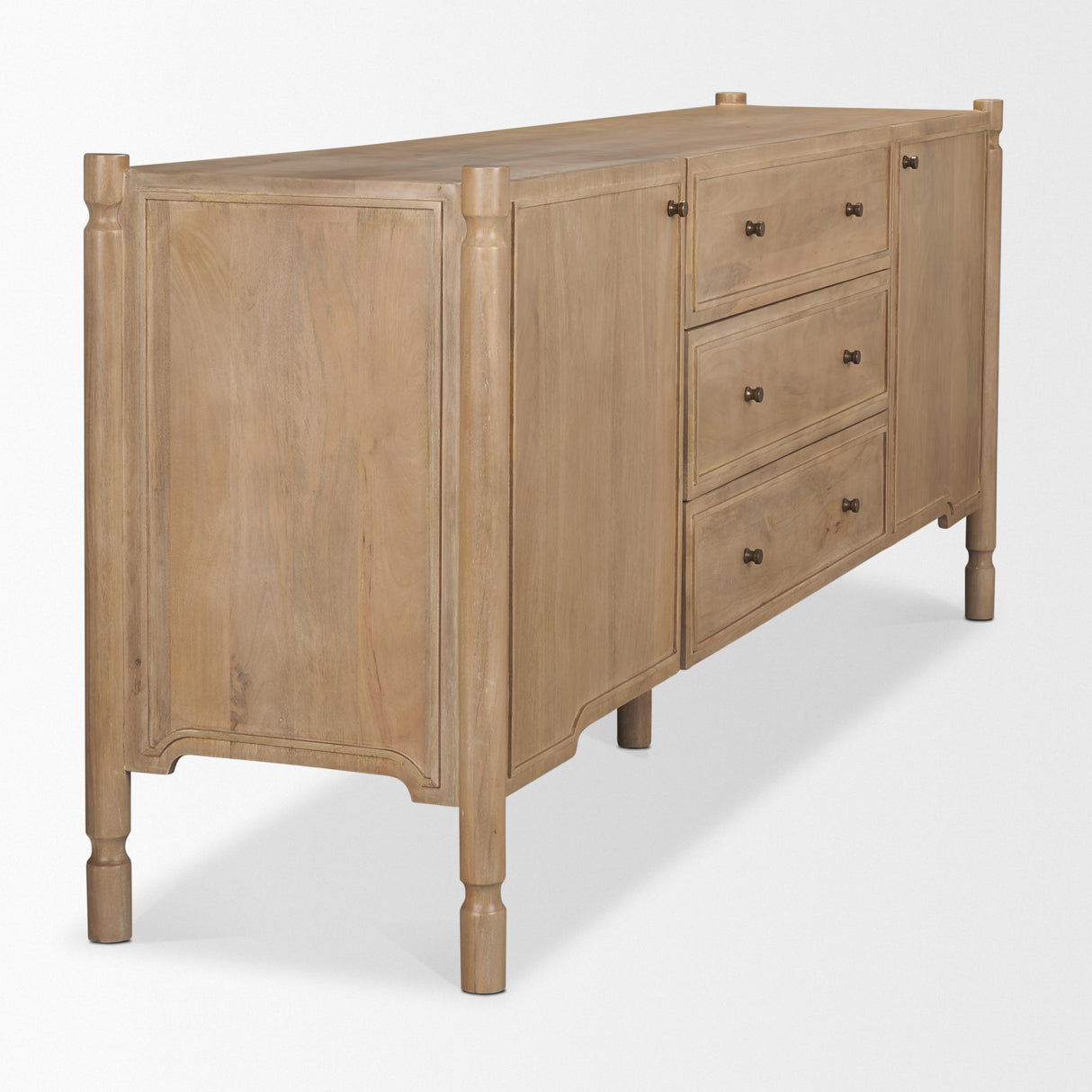 Mercana Phil Light Brown Wood 2 Door 3 Drawer Closed Sideboard