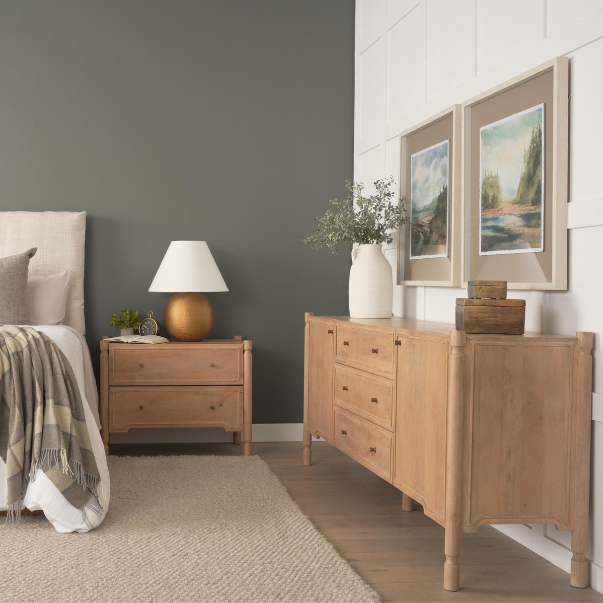 Mercana Phil Light Brown Wood 2 Door 3 Drawer Closed Sideboard