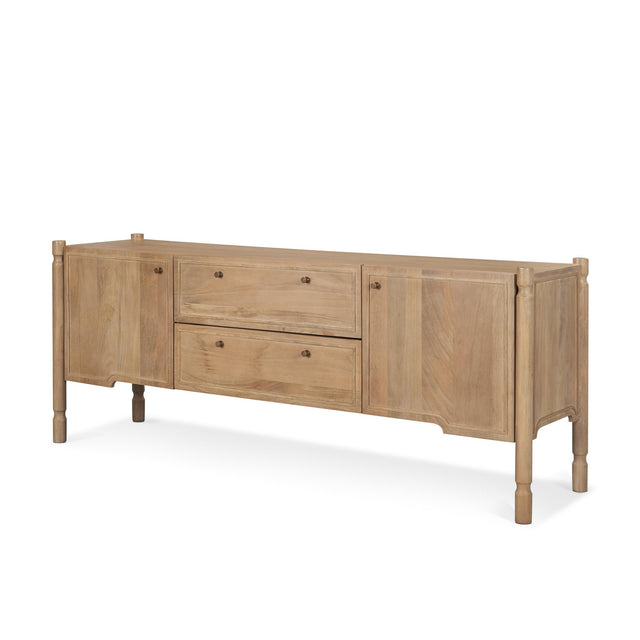 Mercana Phil Light Brown Wood 2 Door 1 Drawer w/ Pull Down Media Console
