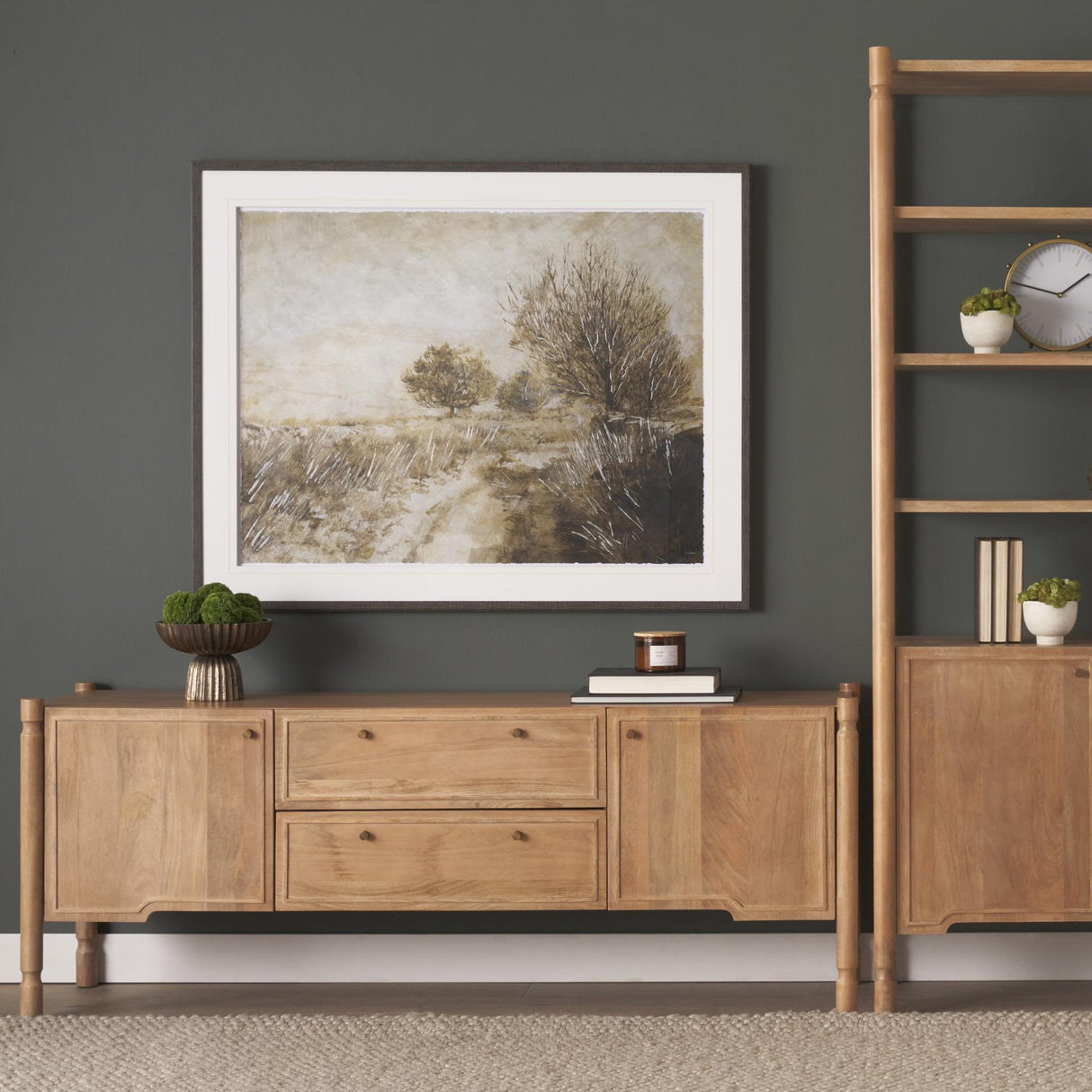 Mercana Phil Light Brown Wood 2 Door 1 Drawer w/ Pull Down Media Console