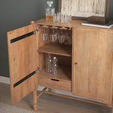 Mercana Phil Light Brown Wood 2 Door Bar Cabinet