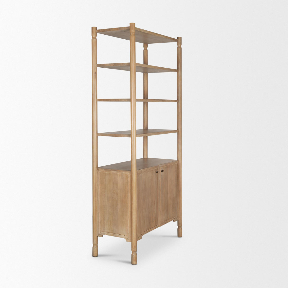 Mercana Phil Light Brown Wood 2 Door 3 Shelves Open Shelving Unit