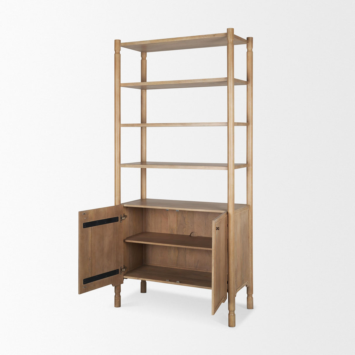 Mercana Phil Light Brown Wood 2 Door 3 Shelves Open Shelving Unit