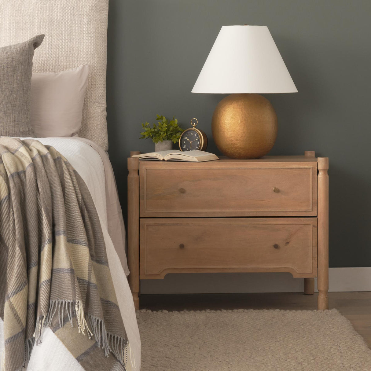 Mercana Phil Light Brown Wood 2 Drawer Accent Cabinet