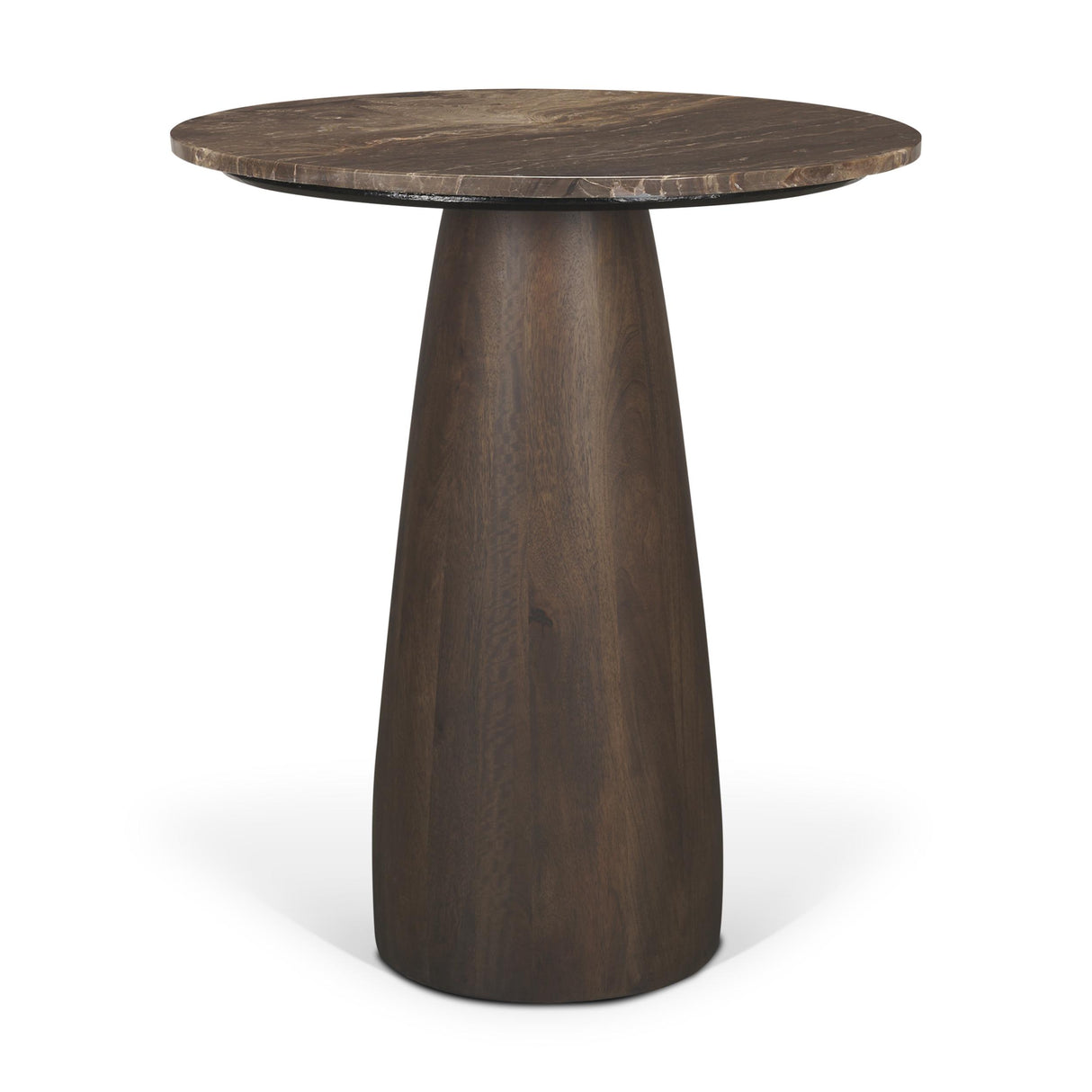 Mercana Allyson 32" Round Dark Brown wood w/ Cappuccino Marble Top Bistro Table