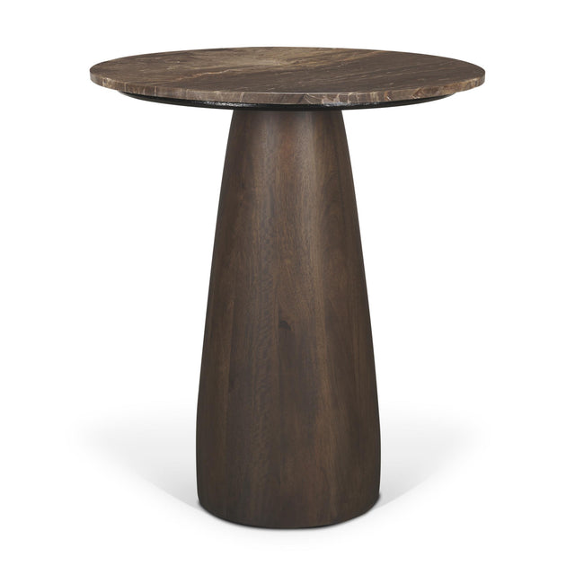 Mercana Allyson 32" Round Dark Brown wood w/ Cappuccino Marble Top Bistro Table