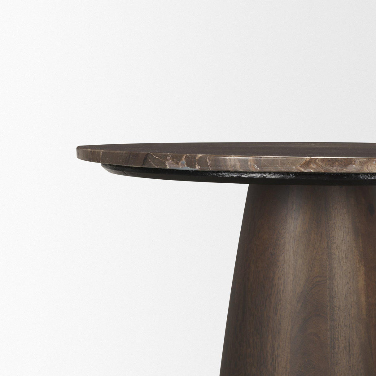Mercana Allyson 32" Round Dark Brown wood w/ Cappuccino Marble Top Bistro Table