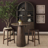 Mercana Allyson 32" Round Dark Brown wood w/ Cappuccino Marble Top Bistro Table
