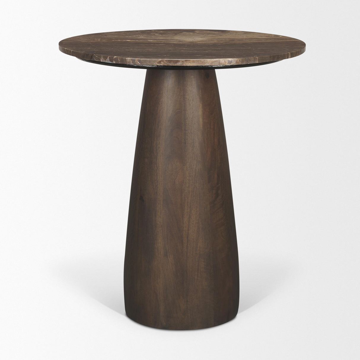 Mercana Allyson 32" Round Dark Brown wood w/ Cappuccino Marble Top Bistro Table