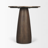 Mercana Allyson 32" Round Dark Brown wood w/ Cappuccino Marble Top Bistro Table