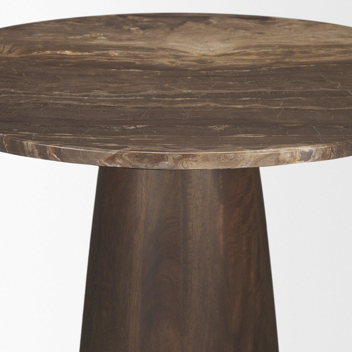 Mercana Allyson 32" Round Dark Brown wood w/ Cappuccino Marble Top Bistro Table
