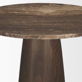 Mercana Allyson 32" Round Dark Brown wood w/ Cappuccino Marble Top Bistro Table