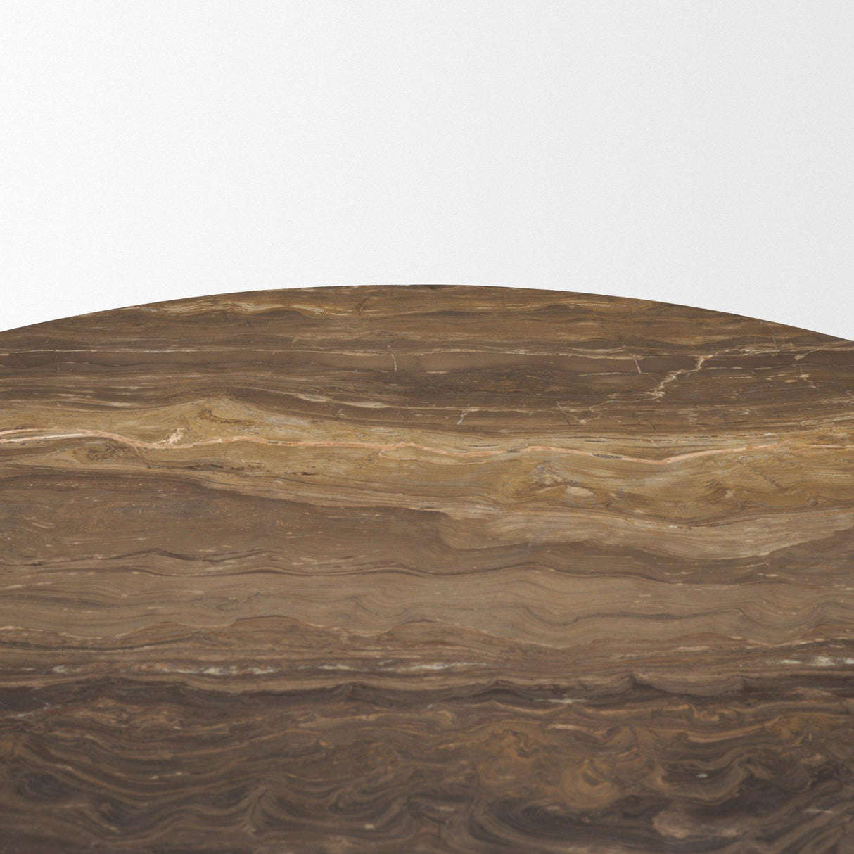 Mercana Allyson 42" Round Dark Brown w/ Cappuccino Marble Pedestal Dining Table