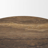 Mercana Allyson 42" Round Dark Brown w/ Cappuccino Marble Pedestal Dining Table