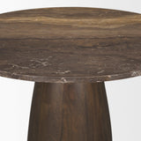 Mercana Allyson 42" Round Dark Brown w/ Cappuccino Marble Pedestal Dining Table