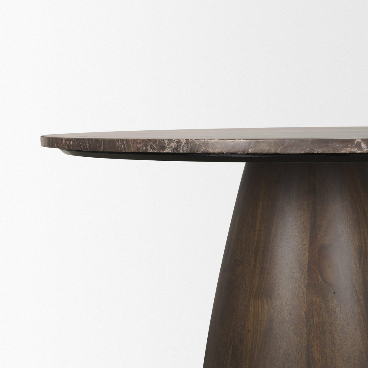 Mercana Allyson 42" Round Dark Brown w/ Cappuccino Marble Pedestal Dining Table