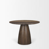 Mercana Allyson 42" Round Dark Brown w/ Cappuccino Marble Pedestal Dining Table