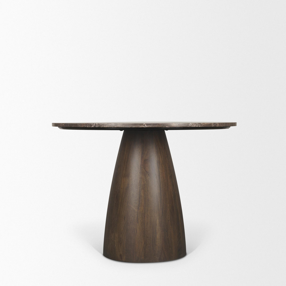 Mercana Allyson 42" Round Dark Brown w/ Cappuccino Marble Pedestal Dining Table