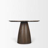 Mercana Allyson 42" Round Dark Brown w/ Cappuccino Marble Pedestal Dining Table