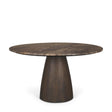Mercana Allyson 54" Round Dark Brown w/ Cappuccino Marble Pedestal Dining Table