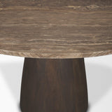 Mercana Allyson 54" Round Dark Brown w/ Cappuccino Marble Pedestal Dining Table