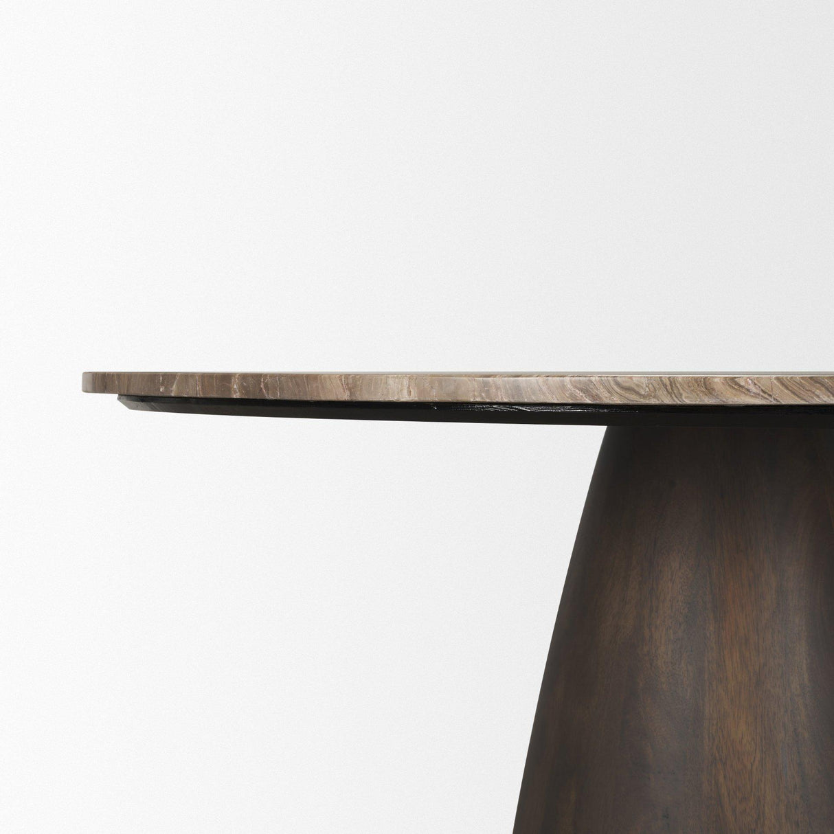 Mercana Allyson 54" Round Dark Brown w/ Cappuccino Marble Pedestal Dining Table