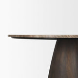 Mercana Allyson 54" Round Dark Brown w/ Cappuccino Marble Pedestal Dining Table