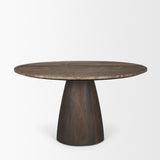Mercana Allyson 54" Round Dark Brown w/ Cappuccino Marble Pedestal Dining Table