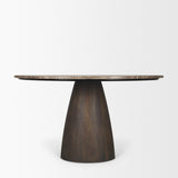 Mercana Allyson 54" Round Dark Brown w/ Cappuccino Marble Pedestal Dining Table