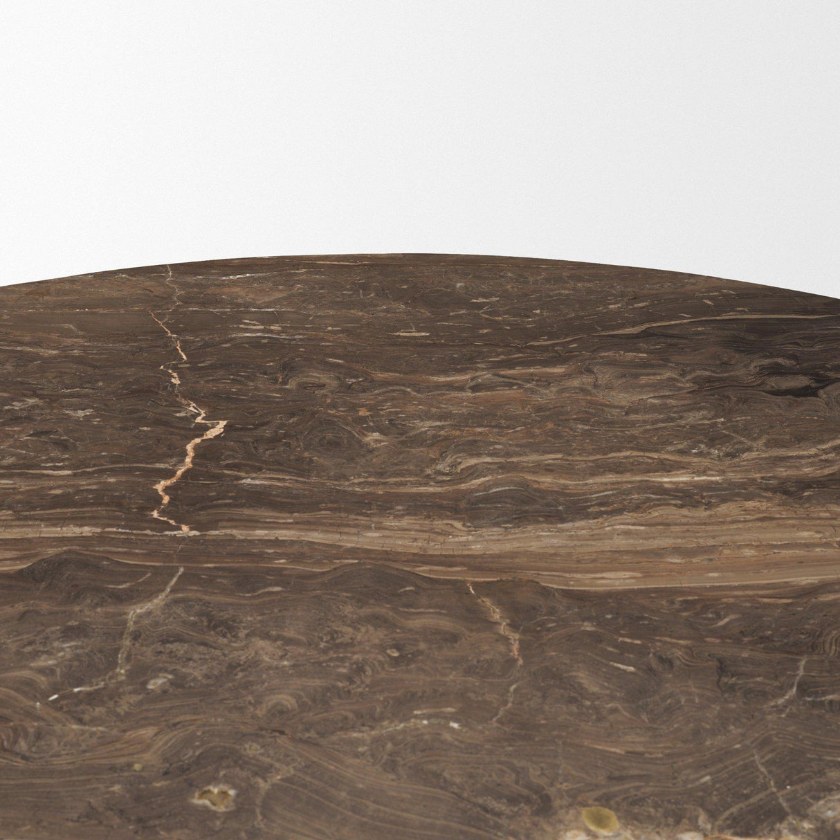 Mercana Allyson 54" Round Dark Brown w/ Cappuccino Marble Pedestal Dining Table