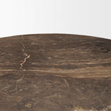 Mercana Allyson 54" Round Dark Brown w/ Cappuccino Marble Pedestal Dining Table