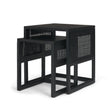 Mercana Grier Set of 2 Black Wood w/ Black Cane Nesting Accent Tables