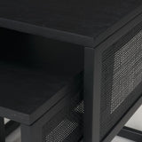 Mercana Grier Set of 2 Black Wood w/ Black Cane Nesting Accent Tables