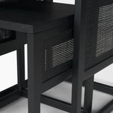 Mercana Grier Set of 2 Black Wood w/ Black Cane Nesting Accent Tables