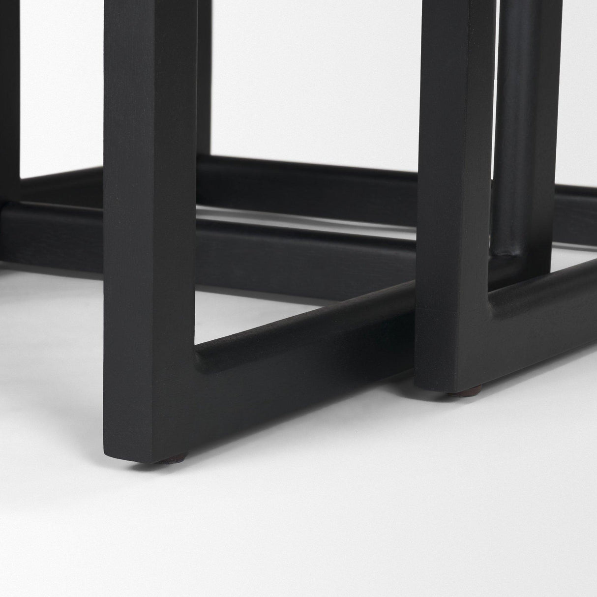Mercana Grier Set of 2 Black Wood w/ Black Cane Nesting Accent Tables