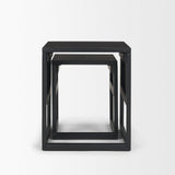 Mercana Grier Set of 2 Black Wood w/ Black Cane Nesting Accent Tables