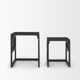 Mercana Grier Set of 2 Black Wood w/ Black Cane Nesting Accent Tables