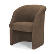 Mercana Curtis Brown Fabric Barrelback Half-Moon Base Dining Armchair