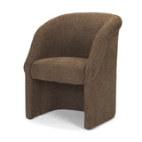 Mercana Curtis Brown Fabric Barrelback Half-Moon Base Dining Armchair