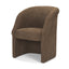 Mercana Curtis Brown Fabric Barrelback Half-Moon Base Dining Armchair