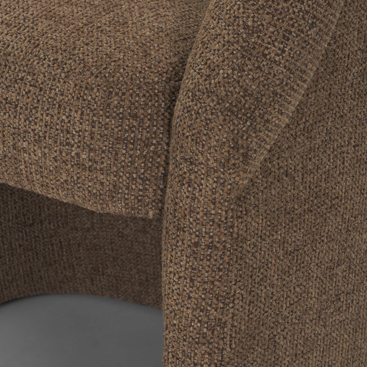 Mercana Curtis Brown Fabric Barrelback Half-Moon Base Dining Armchair