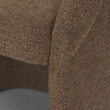 Mercana Curtis Brown Fabric Barrelback Half-Moon Base Dining Armchair