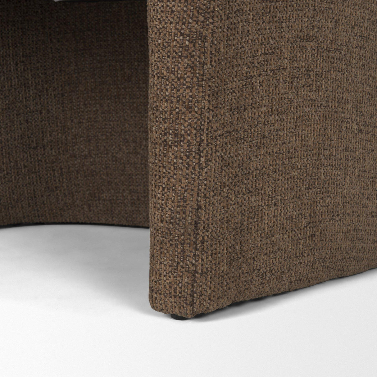 Mercana Curtis Brown Fabric Barrelback Half-Moon Base Dining Armchair
