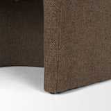 Mercana Curtis Brown Fabric Barrelback Half-Moon Base Dining Armchair
