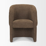 Mercana Curtis Brown Fabric Barrelback Half-Moon Base Dining Armchair
