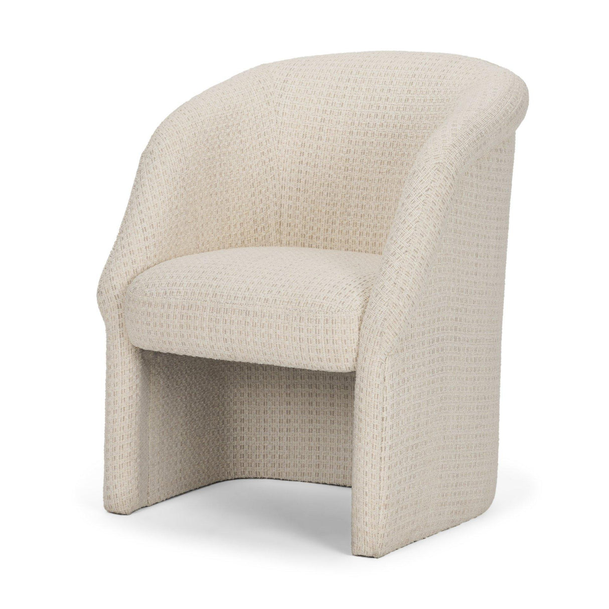 Mercana Curtis Cream Fabric Barrelback Half-Moon Base Dining Armchair